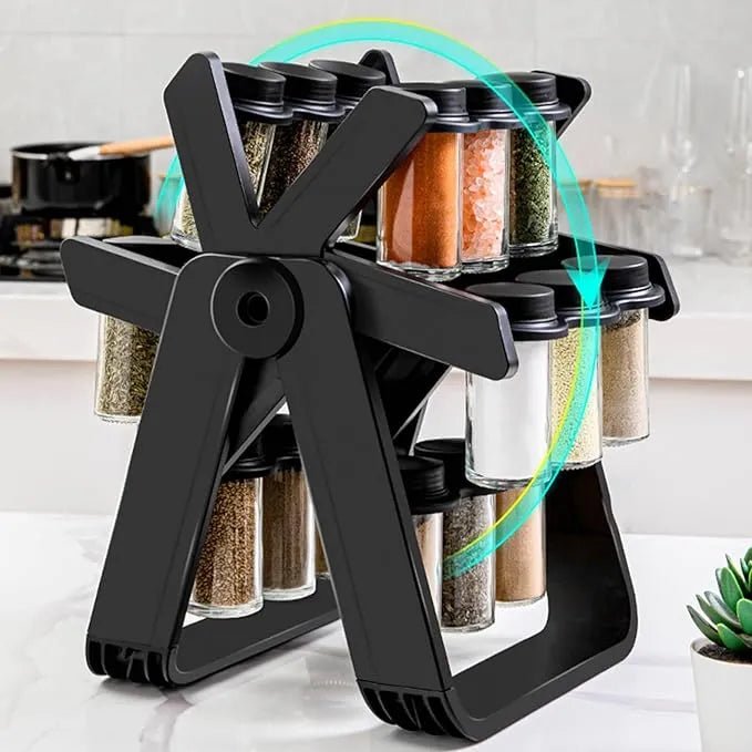SpaceSaver Premium Rotating Spice Rack – 18 Jars