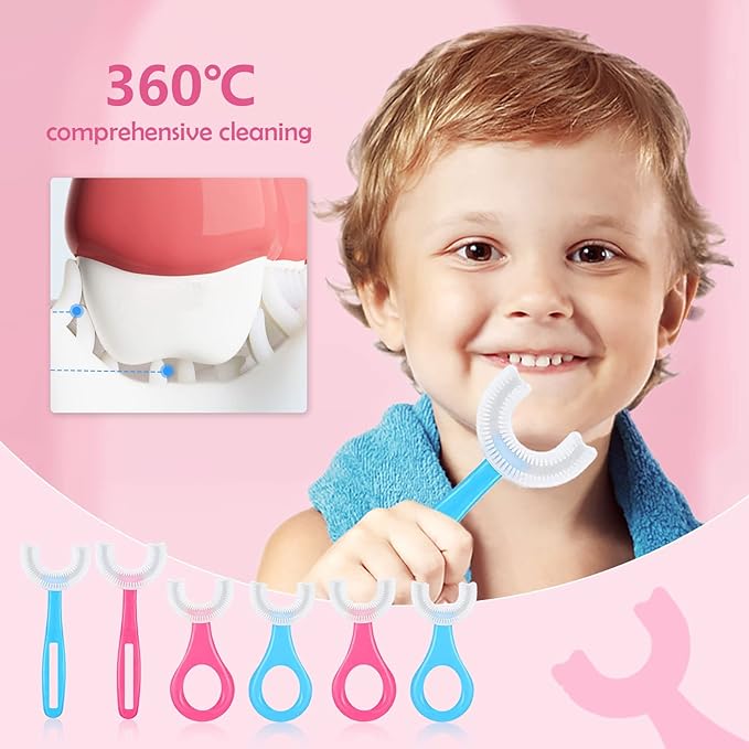 فرشاة أسنان أطفال U Shape 360° – فرشاة سيليكون ناعمة لتنظيف الأسنان والعناية بالفم للأطفال